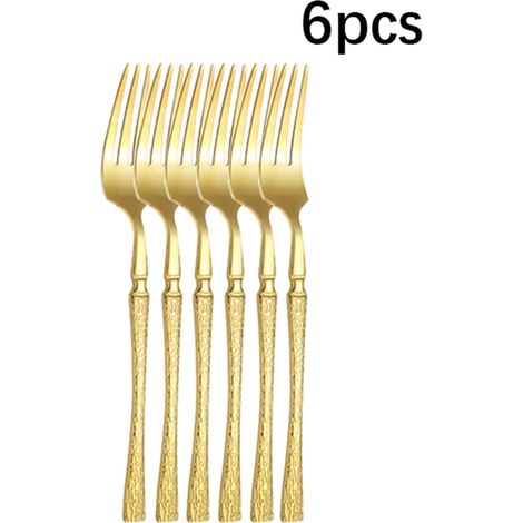 Ensemble de couverts en acier inoxydable en forme de taille (6 fourchettes à thé). (1/5)