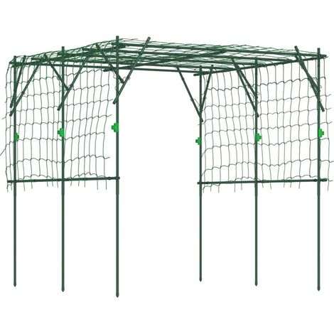 Treillis métallique à assembler 223 cm, support pour plantes grimpantes, arceau à rosiers vert, structure en acier résistant. (1/5)