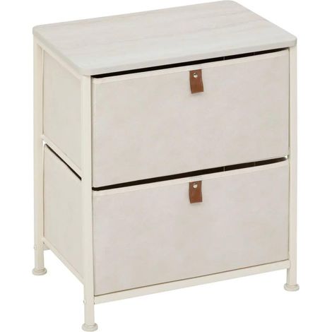 Table de Chevet 2 Tiroirs "Tissa" 51cm Beige (1/5)