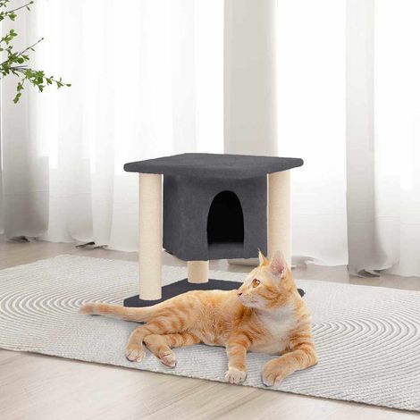 vidaXL Rascador para gatos con postes de sisal gris oscuro 37 cm (1/5)