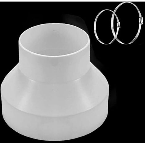 Droites Réducteur de Conduits 150mm à 100mm en ABS Avec 2 colliers en acier inoxydable Adaptateur Universel pour Tuyau de Ventilation Connecteur de Réduction (1/5)