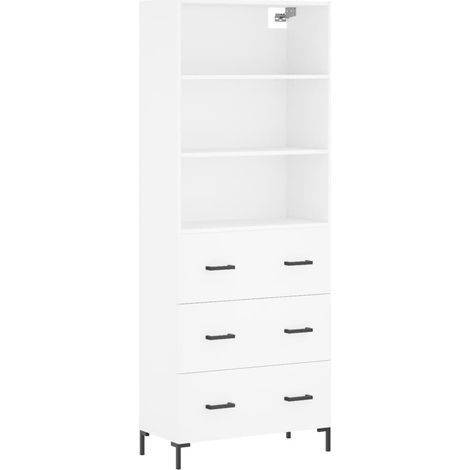 Aparador cómoda cómoda armario mueble organizador cocina salón salón alto 69,5 x 34 x 180 cm madera contrachapada blanco 020032555