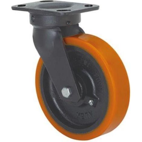 rueda giratora placa 10gt250-hub hierro-poliur.naranja eje bolas (1/2)