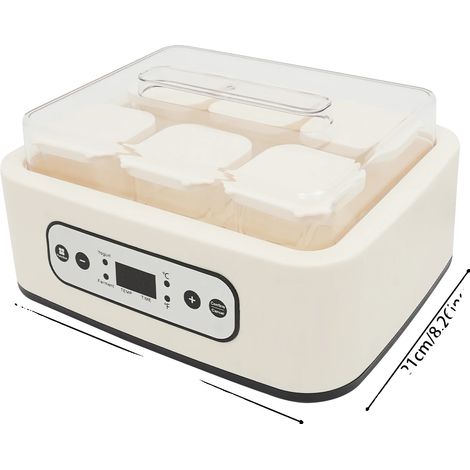 Yaourtière, capacité de 1,5 L, minuterie facile à utiliser, Jaune clair (1/2)