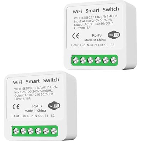 interrupteurs connectés, Wi-Fi pour maison connectée, interrupteur sans fil, télécommande, installation murale, compatible avec Google Home (1/5)