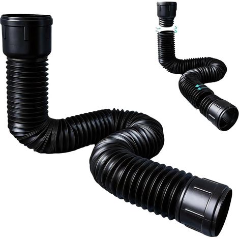 Rallonge Gouttiere Flexible, Rallonge De Tuyau De Descente Flexible Compatible avec Descentes De 80/100 mm Ensemble D'Extension Ronde Extension de Gouttière Flexibles Réglable de 47 à 150 cm (Noir) (1/5)