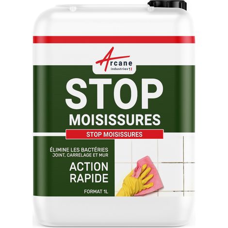 Arcane Industries – Nettoyant anti moisissure pour salle de bain – Élimine taches noires et humidité – Action ultra rapide – 1 L