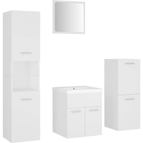 Set Mobili da Bagno Bianco in Legno Multistrato (1/5)