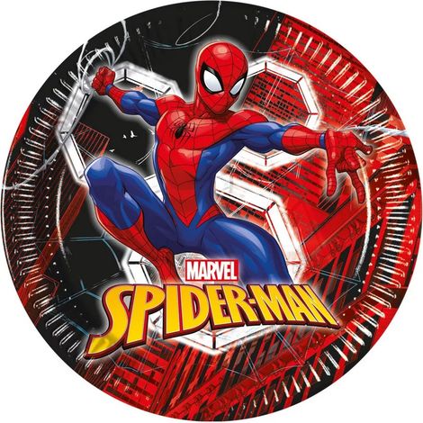 Piatti di carta per compleanno a tema Spider-Man Marvel, 23 cm, 8 pezzi. (1/2)