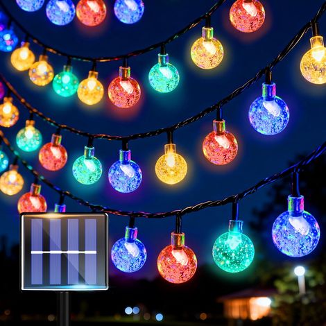 Guirlande lumineuse solaire d'extérieur - 10 m - 40 LED colorées - Boule lumineuse solaire d'extérieur - Étanche IP64 - Pour balcon, jardin, terrasse (1/5)
