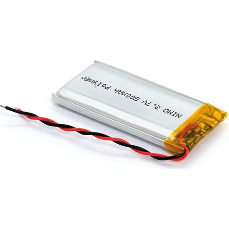 Batterie 3,7V 500mA Poly.Lithium+contact.Control Recargab (1/2)
