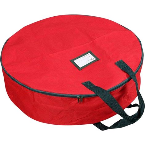 Sac de rangement pour couronne de Noël - Avec poignées - En tissu Oxford 600D - Pour couronnes de Noël-Rouge 60x18cm (1/5)