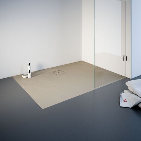 Schulte – Receveur de douche à encastrer 90 x 120 cm – Résine minérale décor sahara – Système d'évacuation inclus – Antidérapant et hydrofuge