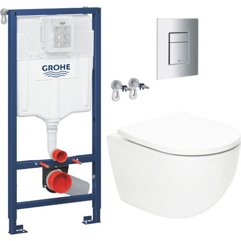 WC-Set Grohe Rapid SL + SAT Tornado Rimless WC SoftClose Weiß + Grohe Skate Cosmopolitan Platte Chrom