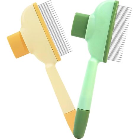 Brosse chat , lot de 2 peignes anti-puces et de toilettage pour chats et chiens, brosse autonettoyante, peigne à dents fines pour chien