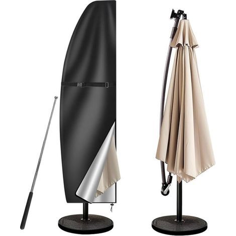Waterproof 210D cantilever parasol cover for outdoor use, banana style, black, compatible with 205cm cantilever parasols (1/5)