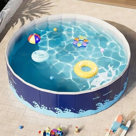 Piscine pliable de 120 cm, piscine de jardin pour enfants, piscine ronde en PVC, piscine familiale d&aposété,adaptée au jardin,bleu (1/5)