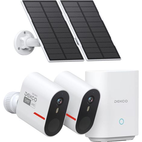 Filiyano – kit 2 caméras – Système de caméra solaire sans fil, résolution 5 MP, gestion vidéo intelligente, kit 2 caméras, prise européenne