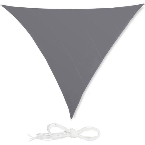 Tente solaire triangulaire Relaxdays, hydrofuge, anti-UV, avec cordes, terrasse, balcon, jardin, 5x5x5 m, gris (1/5)