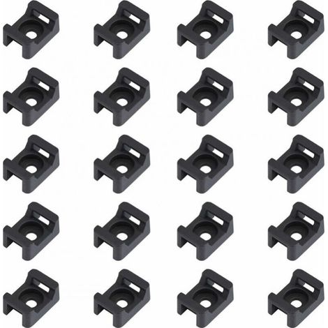 150pcs Black Cable Tie Holder 23mm x 16mm Saddle Type Cable Mount Holder, Wire Holder (1/4)