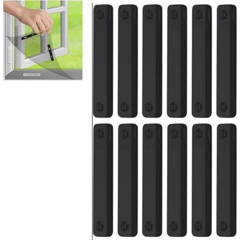Lot de 12aimants de fenêtre magnétiques pour moustiquaire Clips de fixation anti mouches pour moustiquaire (noir) (1/5)