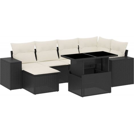vidaXL Set Divani da Giardino con Cuscini 7pz Nero Polyrattan (1/5)