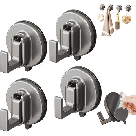 Ganci a ventosa migliorati, adatti per battenti di porte, ganci a ventosa per box doccia, ganci per ghirlande senza foratura, ganci per asciugamani (confezione da 4) (1/5)