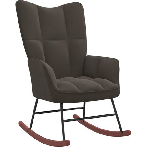 Chaise à bascule, Rocking chair design contemporain, Fauteuil à bascule Gris foncé Velours BGT22524 (1/5)