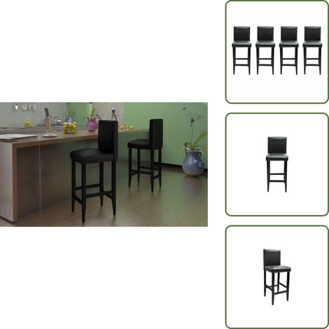 Tabourets de bar lot de 4 noir similicuir - Tabouret De Bar - Tabourets De Bar - Chaise Haute - Meubles De Cuisine - Décoration Intérieure (1/5)
