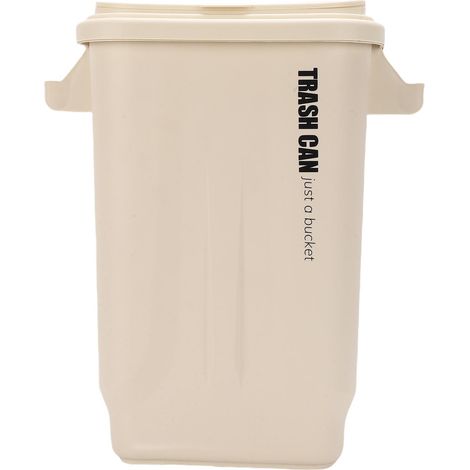 Poubelle de cuisine avec couvercle en PP, poignée de corbeille à déchets pour salle de bain, chambre à coucher, bureau, salon, blanc (1/5)