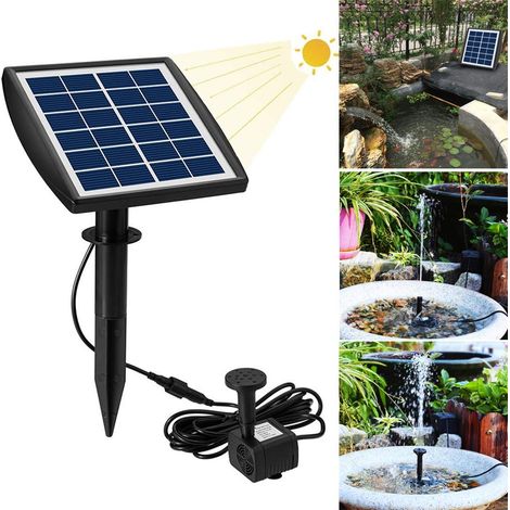 Pompe De Fontaine À Énergie Solaire 2W, Pompe De Fontaine Solaire, Kit De Panneau De Fontaine D'eau Extérieure Avec Pompe À Eau Sans Balais Pour Aquarium,Bassin De Jardin,Petite Pelouse(15,5X14,2 Cm) (1/5)