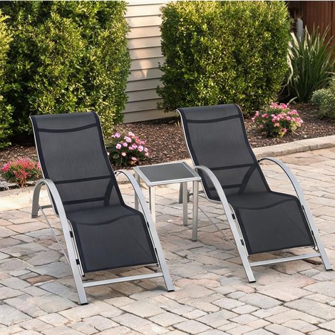 Transat pliable en métal 169 x 59 x 66 cm (1/5)