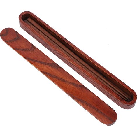 Reusable Wooden Chopsticks Portable Tableware Gift Set Kitchen Utensils for Eating with Box(Pulling Dark Color Chopstick Box Chopsticks ) (1/5)