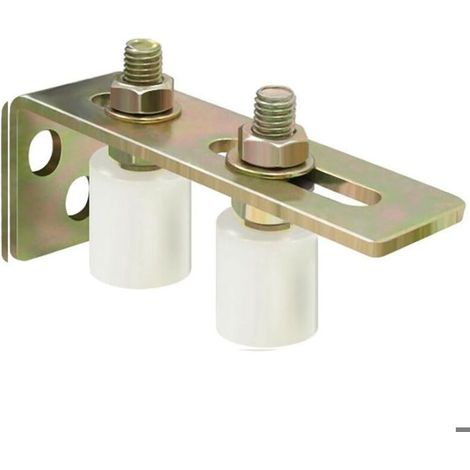 Rouleau de guide pour portail coulissant avec support pour colonne montante en L, portail à double rouleau en nylon réglable (1/5)