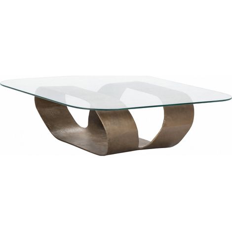Table basse carrée en verre et métal bronze vieilli - bronze vieilli et transparent (1/5)