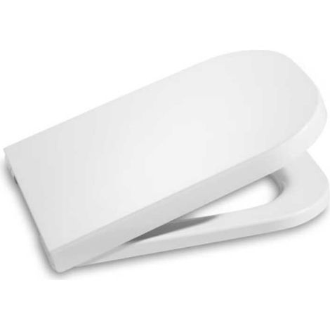 Roca – Abattant WC compact en matériau antibactérien – Charnières en acier inoxydable – Couvercle et siège compacts – Chute libre