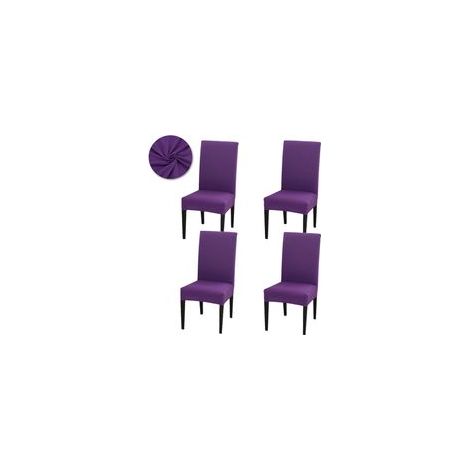 4er-Set Stuhlhussen, universelle Stretch-Esszimmerstuhlhussen, Stuhlhussen für Hochzeiten, private Feiern, lila - Crezuo