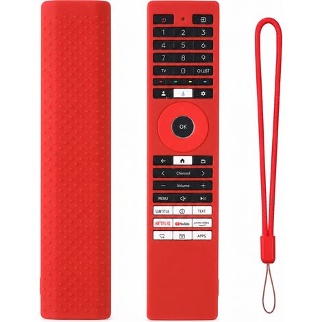 Housse en Silicone Rouge pour Télécommande TV Compatible Toshiba Série CT-ERF, Découpes et Dragonne (1/5)