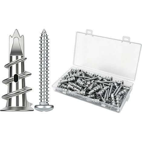 80 Pièces Chevilles pour Placoplatre Autoperceuses, Cheville Placo avec Vis, Métal Cheville pour Plaques de Plâtre, Alliage Zinc Cheville Autoforeuse Placo pour Fixation Plaques de Plâtre (1/5)