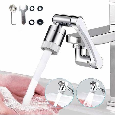 Strahlregleraufsatz für Küchenarmaturen, 1080° schwenkbarer Strahlregler, multifunktionale, drehbare Verlängerungsarmatur mit 2 Strahlarten, Küchenarmatur-Verlängerungsaufsatz (1/5)