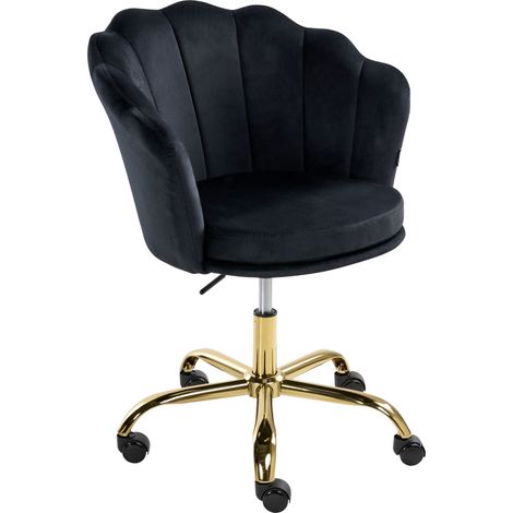 Elegante sedia da ufficio girevole regolabile in altezza in velluto nero Monticello