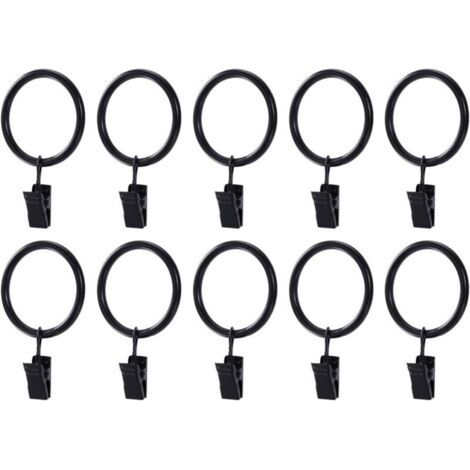 20pcs Noir Anneaux de Rideaux avec Pinces Metal Rideau Clips Crochet,4.0mm×45mm (1/4)