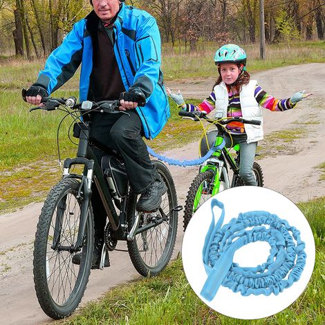 [Barre de traction pour vélo] + [Traction Élastique] + [2.7m longueur naturelle] + [Nylon résistant bleu pour running et marche] (1/5)