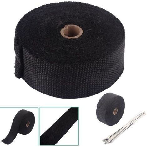 ALLIANDIS 10M Bande Isolant Thermique Collecteur Echappement Noir Avec 10 Fixation des serre-câbles (1/2)