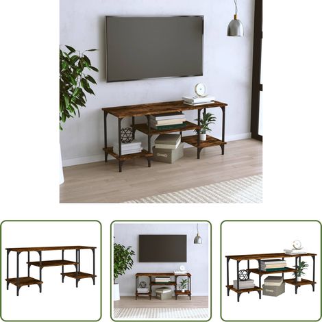 Holzwerkstoff - TV-Schrank Räuchereiche 102x35x45,5 cm Holzwerkstoff (1/5)
