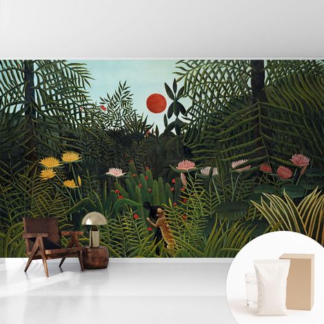 Tapete Vliestapete mit Kleber - Wanddekoration - Wandfolie - 3D Tapete Wand - Wohnungsdeko Exotische Landschaft 416x254 cm (1/5)