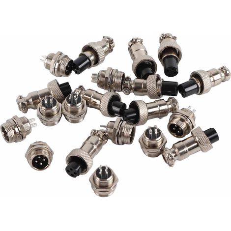 Lot de 10 connecteurs GX12 4 broches 12 mm pour aviation (mâle/femelle) à douille métallique