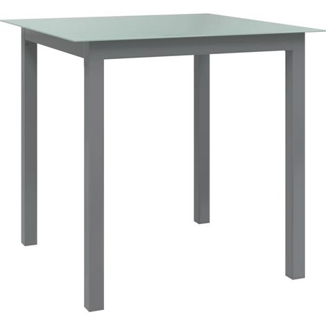 Gartentisch Hellgrau 80x80x74 cm Aluminium und Glas