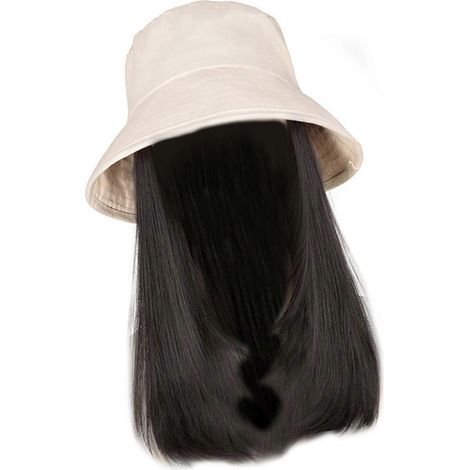 Bob décontracté avec perruque, extensions de cheveux longs, compatible cosplay, chapeau de pêcheur, accessoires photo pour cheveux lisses C (1/5)