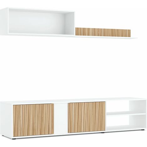 Conjunto Mueble de Salon Ecco 180cm, Blanco y Roble (1/5)